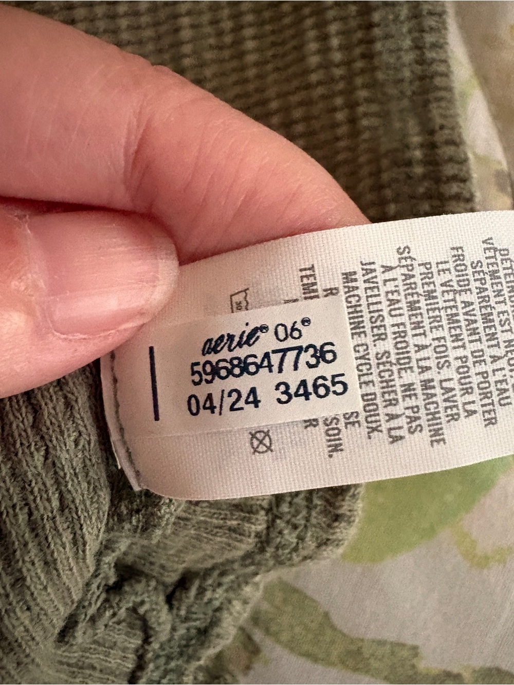 100% Cotton Aerie Waffle Knit Cropped Short Sleeve Tee Olive Green Fall Top - Picture 8 of 8